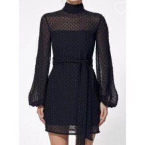 Misha Collection Black  High Neck Mini Dress With Blouson Sleeve